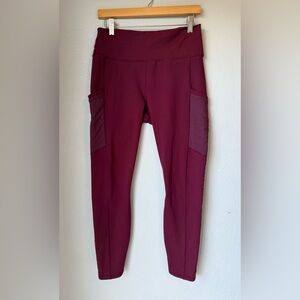 Fabletics On-The-Go PowerHold High-Waisted Maroon Leggings Women’s Size L